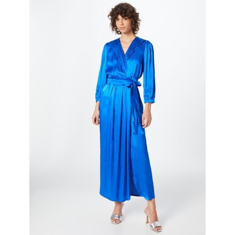 Pinko papaya satin dress royal‎ cobalt blue small wrap maxi